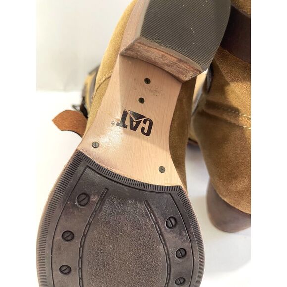 CAT Caterpillar leather boots brown suede buckle straps women 8 - Picture 5 of 9